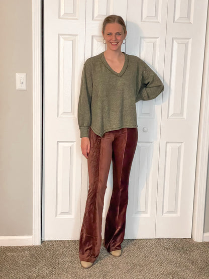 Velvety Caramel Flare Pants