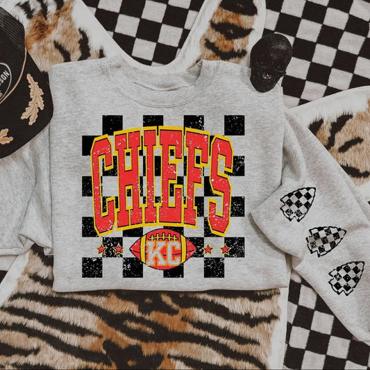 KC Checkered Football Sweatshirt