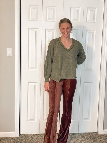 Velvety Caramel Flare Pants