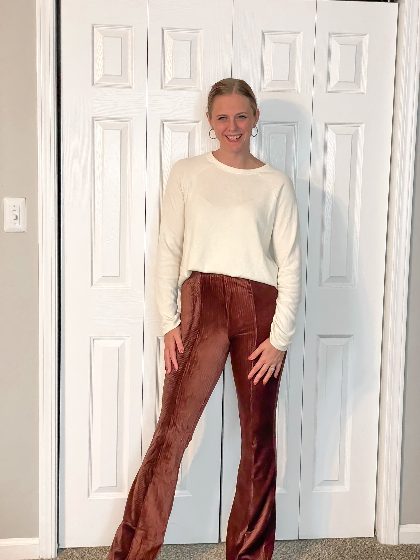 Velvety Caramel Flare Pants