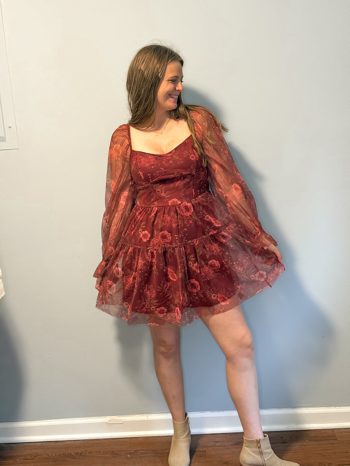Wine & Flowers Dress