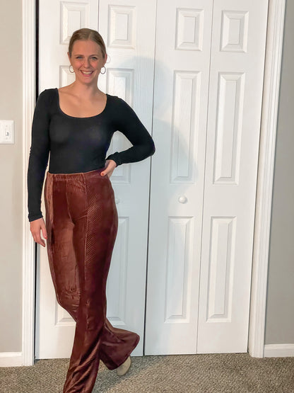 Velvety Caramel Flare Pants