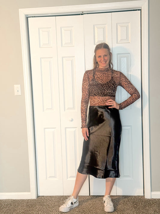 Sleigh All Night Satin Midi Skirt