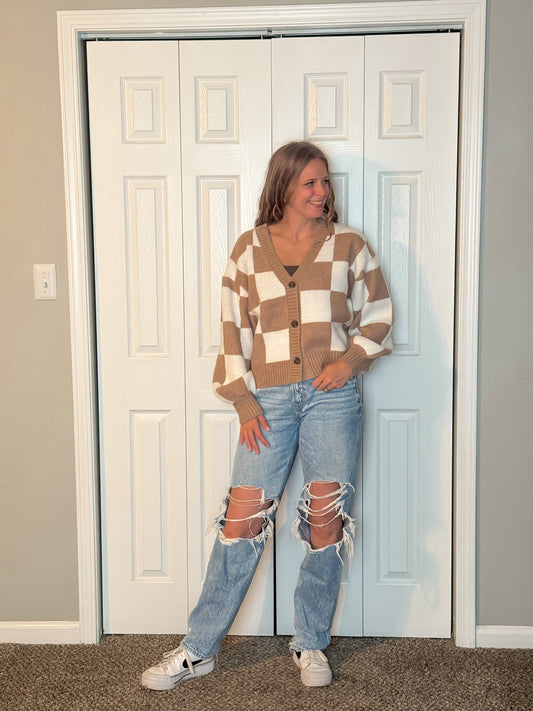 Checkered Board Cardigan