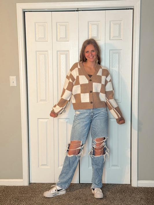 Checkered Board Cardigan