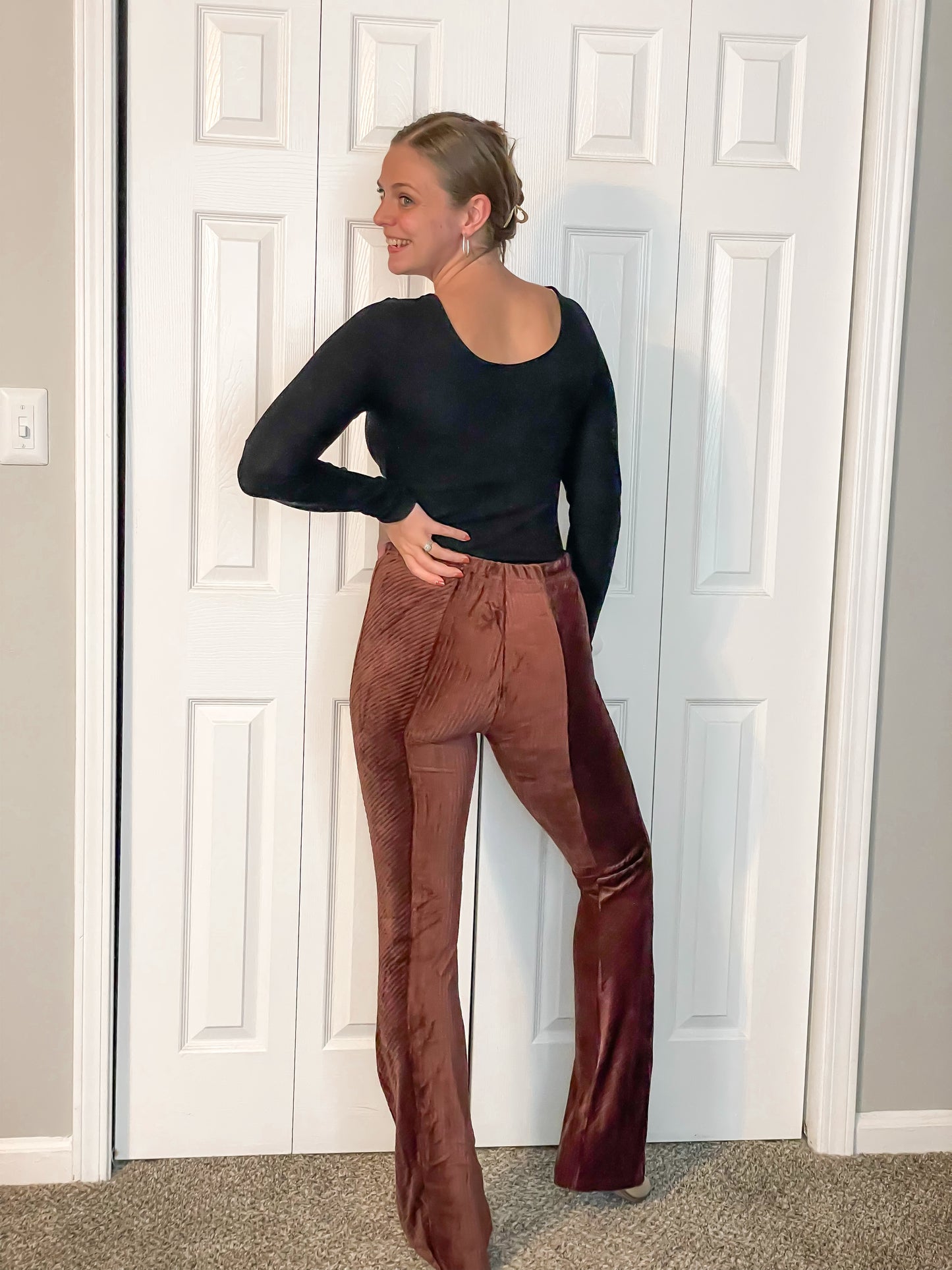 Velvety Caramel Flare Pants