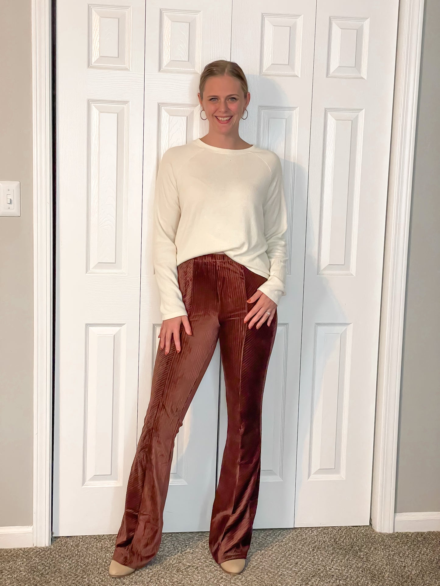 Velvety Caramel Flare Pants