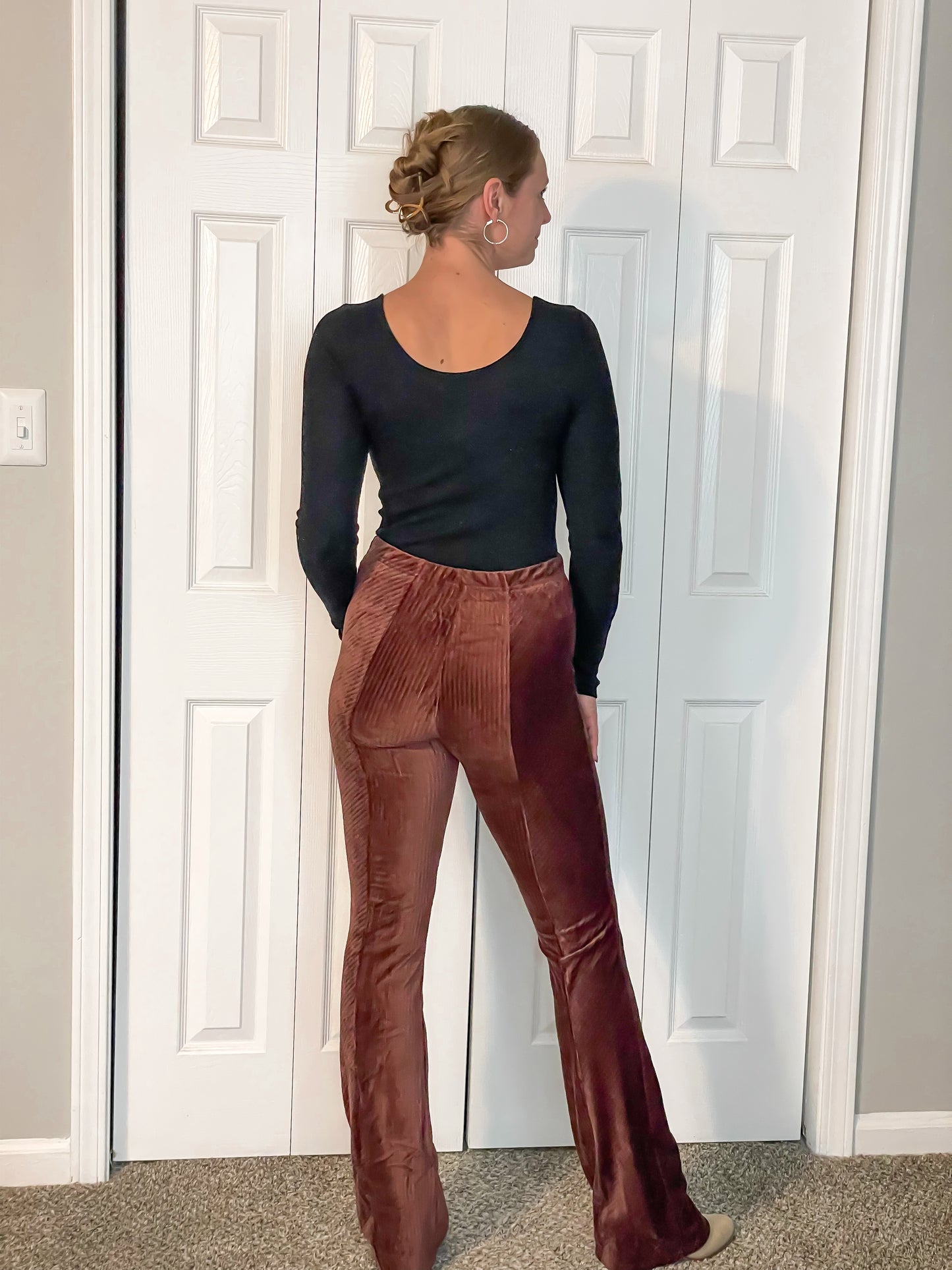 Velvety Caramel Flare Pants