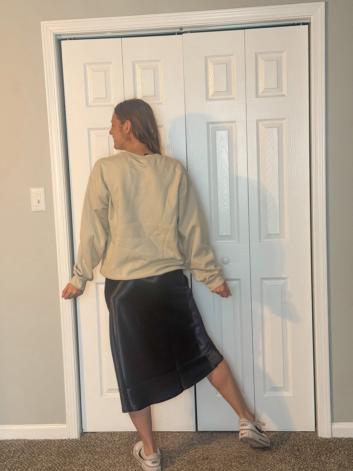 Sleigh All Night Satin Midi Skirt