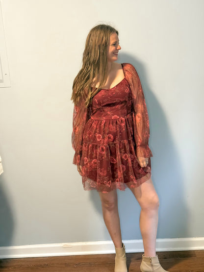 Wine & Flowers Dress